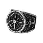 boussole viking bague chevaliere face ronde en acier inoxydable 54 4 mm roas250 970 1