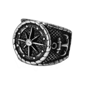 boussole viking bague chevaliere face ronde en acier inoxydable 54 4 mm roas250 970 1