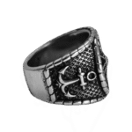 boussole viking bague chevaliere face ronde en acier inoxydable roas250 271 1