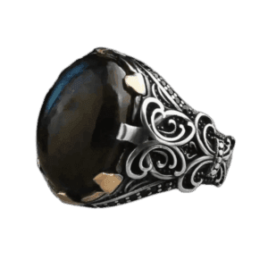 Chevalière Argent Labradorite: élégance Artisanale Magnifiée - 56 Mm