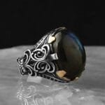 Chevalière Argent Labradorite: élégance Artisanale Magnifiée