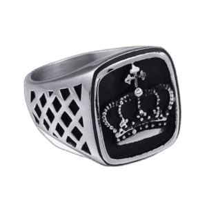 chevaliere avec couronne en acier inoxydable 54 4 mm argent roas200 807 1