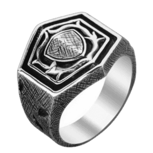 Chevalière Bouclier En Argent Massif 925: Style Et élégance Masculine - 54.51 Mm