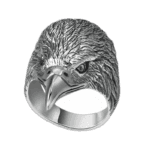 Chevalière En Argent Tête D’aigle Imposante De Qualité Supérieure - 57 Mm