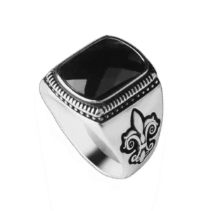 chevaliere fleur de lys noire en argent robuste 56 mm roas300 242 1
