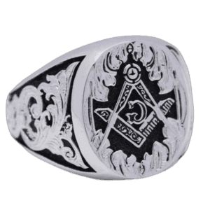 Chevalière Franc-maçon En Argent Rhodié De Qualité