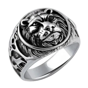 Chevalière Homme Argent Massif: La Force Du Lion - 54.4 Mm
