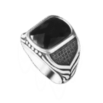 chevaliere homme argent pierre noire style audacieux 56 mm roas300 815 1