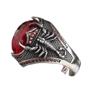 Chevalière Homme Argent Scorpion - Style Exclusif 1 Chevalière Homme Argent Scorpion - Style Exclusif - Rouge / 56 Mm