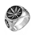 chevaliere homme feuille de cannabis en acier inoxydable 54 4 mm argent roas250 367 1