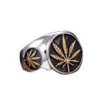 chevaliere homme feuille de cannabis en acier inoxydable roas250 933 1