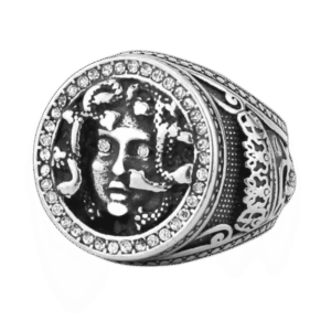 chevaliere homme medusa en acier inoxydable style divin argent 54 4 mm roas250 899 1