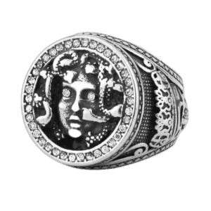 Chevalière Homme Medusa En Acier Inoxydable: Style Divin 3 Chevalière Homme Medusa En Acier Inoxydable: Style Divin - Argent / 54.4 Mm