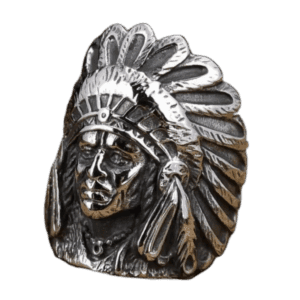 Chevalière Homme Tête D’indien En Acier Inoxydable - 57 Mm