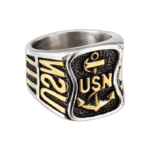 Chevalière Homme Us Navy En Acier Inoxydable