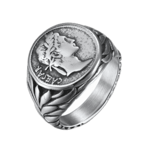 Chevalière Homme Vintage En Acier Inoxydable Jules César - 54.4 Mm / Argent