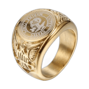 Chevalière Marines Us En Acier Inoxydable De Haute Qualité - 57 Mm / Or