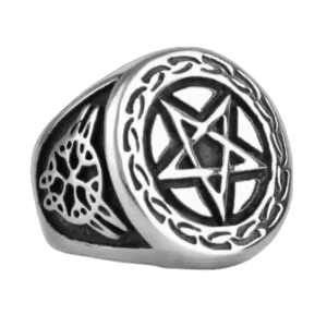 Chevalière Pentagramme Homme En Acier Inoxydable - 55.3 Mm / Argent