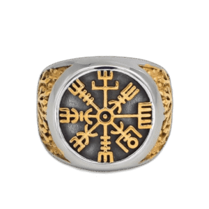 chevaliere vegvisir en acier inoxydable la puissance viking 59 6 mm or roas200 281 1