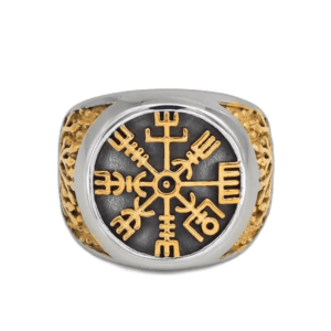 Chevalière Vegvisir En Acier Inoxydable: La Puissance Viking - 59.6 Mm / Or