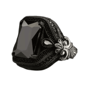 Chevalière Zircon Noir Homme: élégance Et Robustesse - 56 Mm