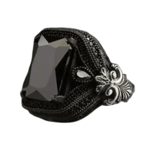 Chevalière Zircon Noir Homme: élégance Et Robustesse - 56 Mm