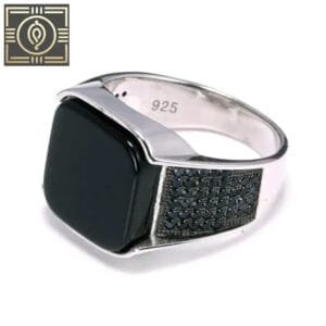 Magnifique Bague Argent Massif Avec Onyx Rouge - 54.4 Mm