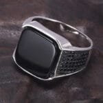 Magnifique Bague Argent Massif Avec Onyx Rouge