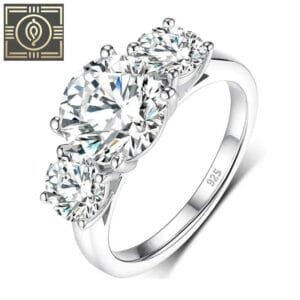 Magnifique Bague En Argent Avec Pierres Moissanite Synthétiques - 49.3 Mm